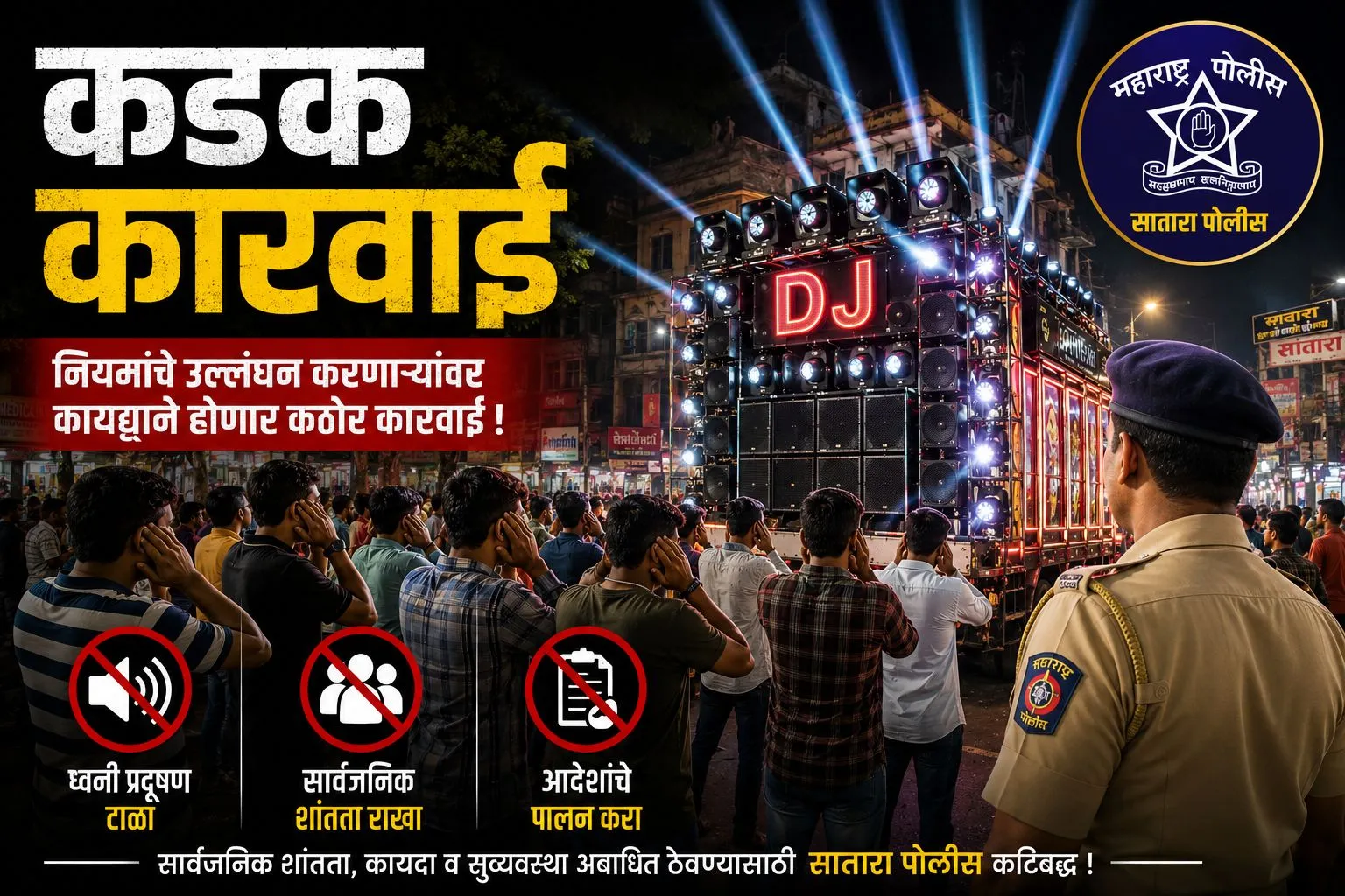 डीजे चालक व मालकांवर सातारा पोलिसांचा दणका; नियमभंग प्रकरणी ७ गुन्हे दाखल