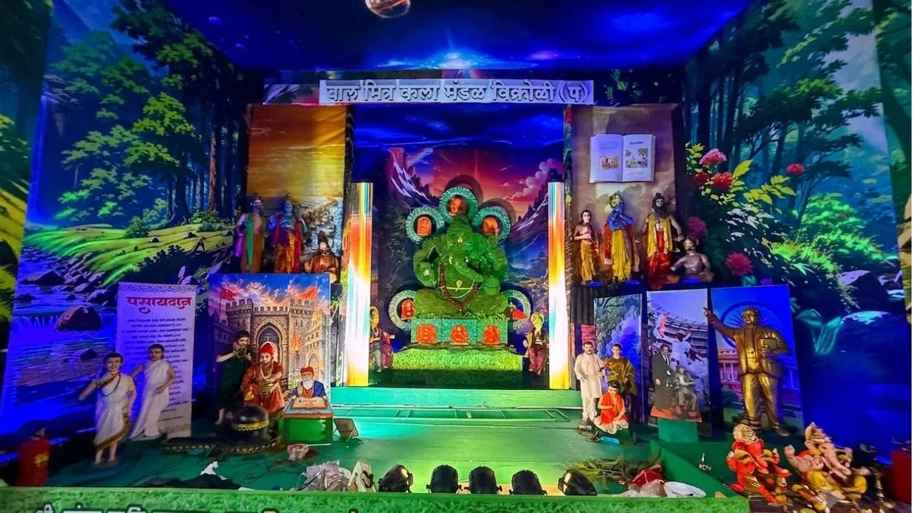 मुंबईत पर्यावरणपूरक गणेशमूर्तीचा अनोखा विक्रम; विक्रोळीच्या मोरयाची महाराष्ट्रातील पहिली ‘दुर्वांची मूर्ती’