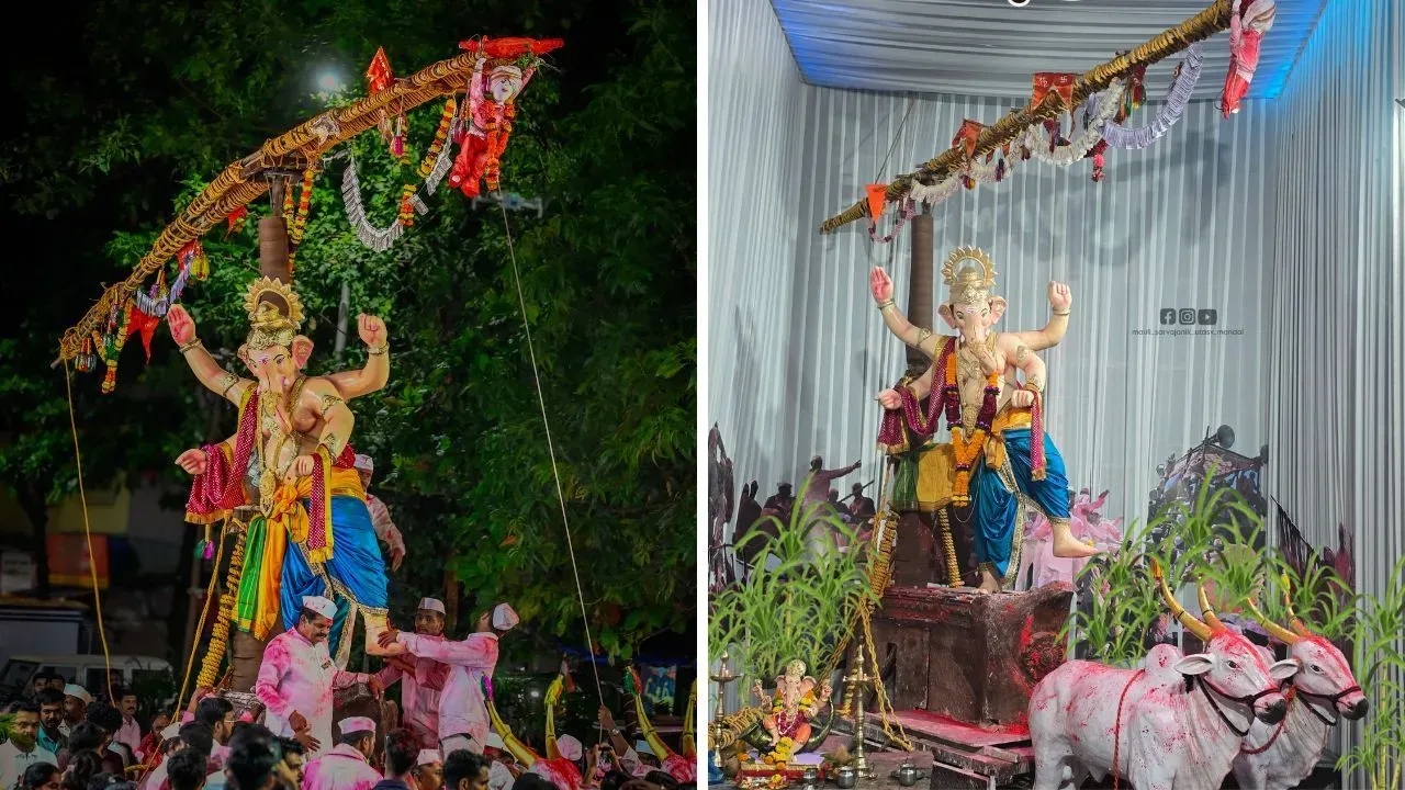 नवी मुंबईत साताऱ्याच्या ‘बावधन बगाड’ यात्रेचा देखणा अविष्कार; ‘गोड गणपती’च्या सजावटीने वेधले लक्ष