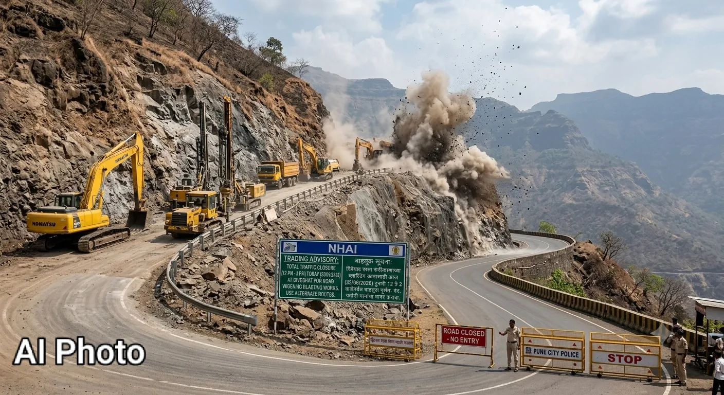 दिवेघाटातील रस्ता रुंदीकरणासाठी उद्या दुपारी दोन तास वाहतूक पूर्णपणे बंद; पर्यायी मार्गाचा वापर करण्याचे आवाहन