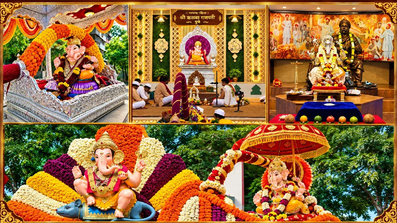 बाप्पांच्या जयघोषाने दुमदुमले पुणे; ढोल-ताशांच्या गजरात मानाच्या गणपतींचे आगमन