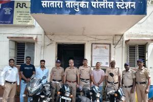 सातारा पोलिसांची मोठी कामगिरी: ४ चोरीच्या दुचाकींसह संशयित जेरबंद, ४ गुन्हे उघडकीस